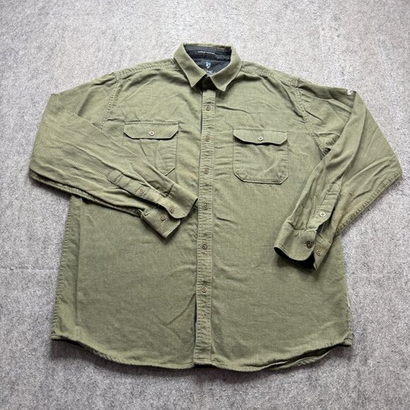 Kuhl Work Shirt Men L Green Long Sleeve Cotton Tencel Canvas Pockets - Picture 2 of 15